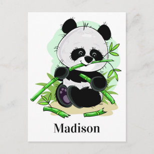 Carte postale de nom personnalisé Cute Panda