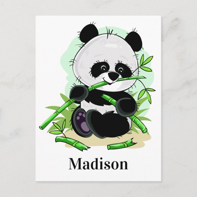 Carte postale de nom personnalisé Cute Panda (Devant)