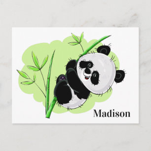 Carte postale de nom personnalisé Cute Panda