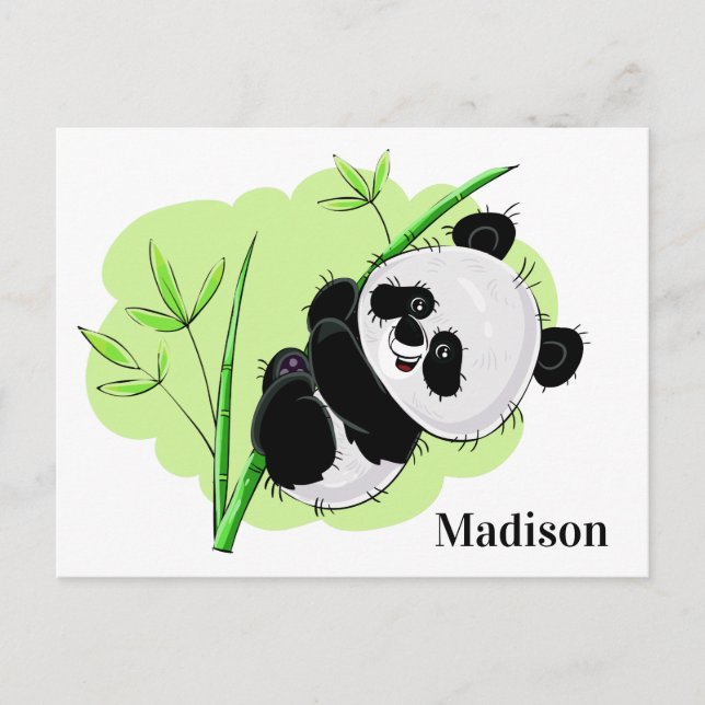 Carte postale de nom personnalisé Cute Panda (Devant)