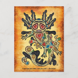 Carte postale de note d'amour Axolotl