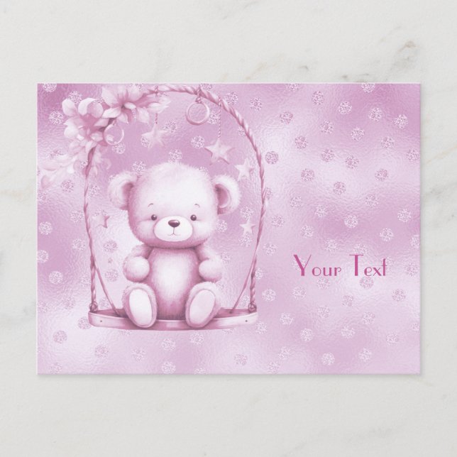 Carte postale de nounours rose (Devant)