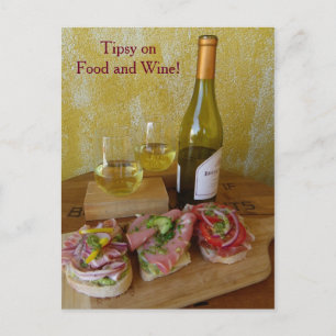 Carte postale de nourriture et de vin amusants !