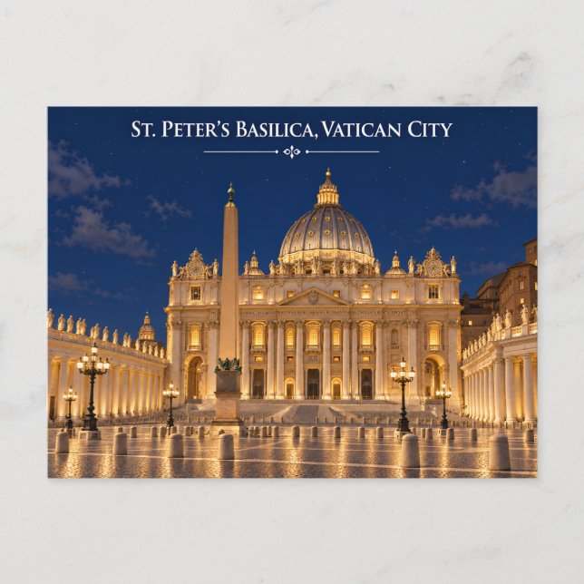 Carte postale de nuit de la basilique Saint-Pierre (Devant)