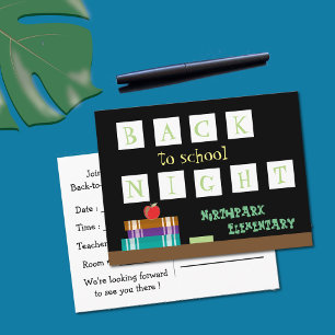 Carte postale de nuit de retour à l'école