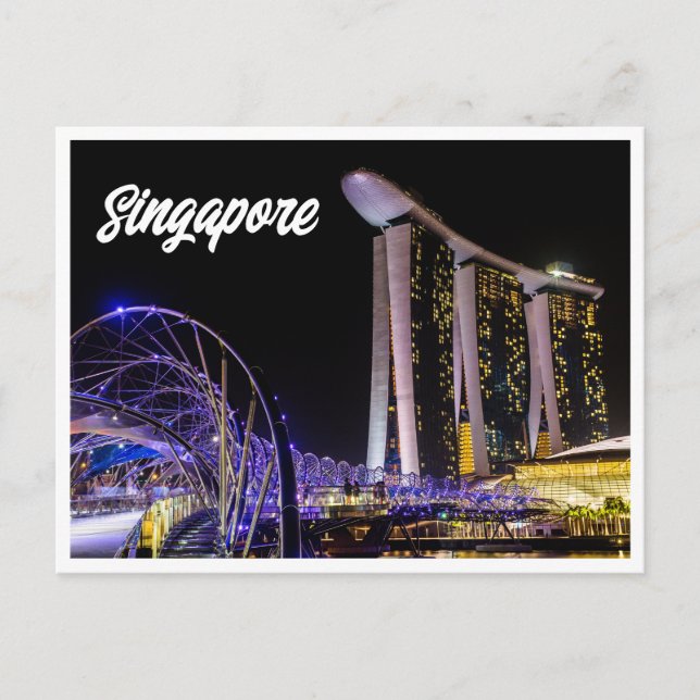 Carte postale de nuit de Singapour (Devant)