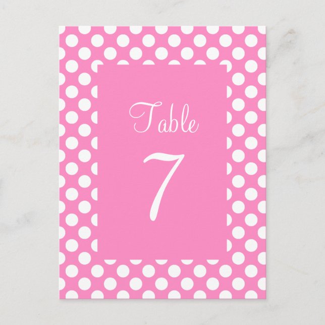 Carte postale de numéro de table à pois rose et bl (Devant)