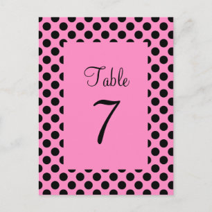 Carte postale de numéro de table à pois rose et no