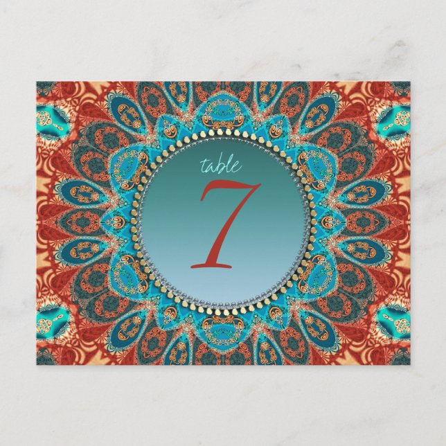 Carte postale de numéro de table mandala de la ter (Devant)