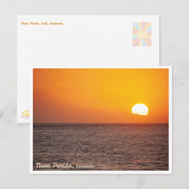 Carte postale de Nusa Penida au coucher de soleil  (Devant / Derrière)