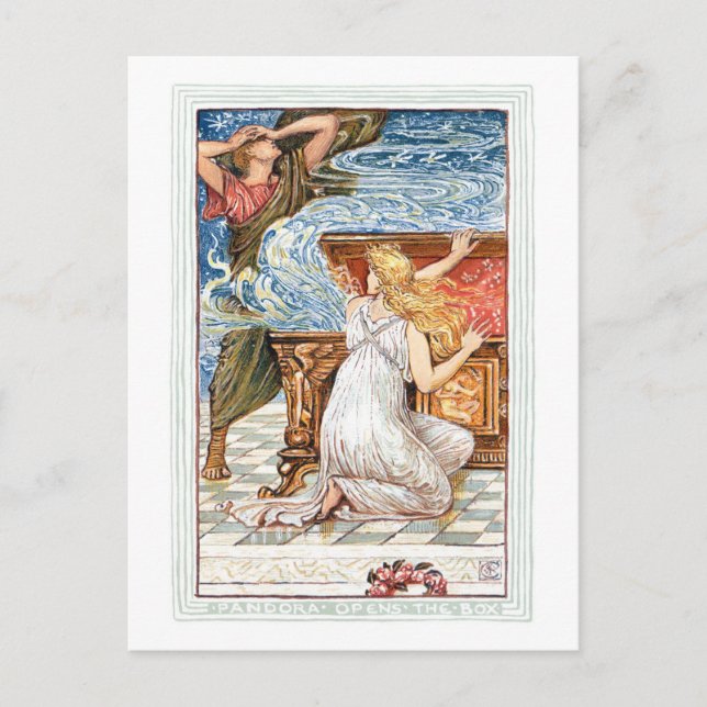 Carte postale de Pandore ouvrant la boîte (Devant)