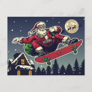 Carte postale de Papa Noël skater