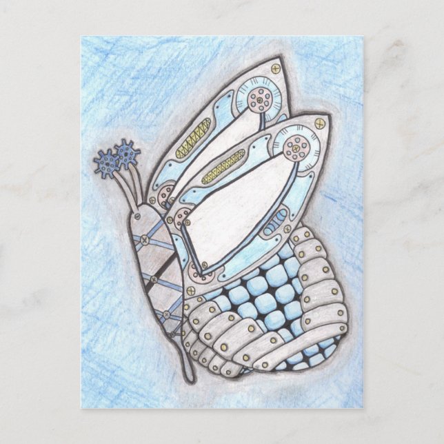 Carte postale de papillon Steampunk (Devant)