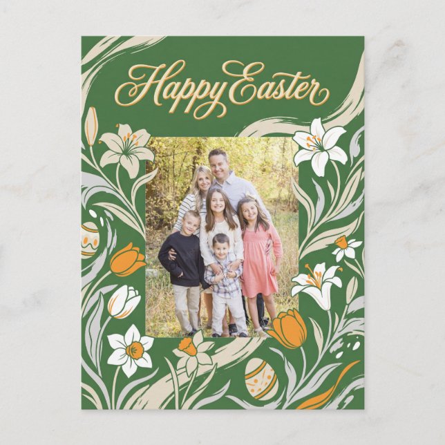 Carte postale de Pâques florale personnalisée - Bo (Devant)