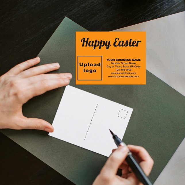 Carte postale de Pâques Orange Color Holiday (Business Easter orange color holiday postcard)