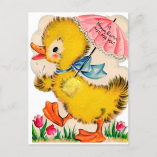 Carte postale de Pâques rétro vintage canard