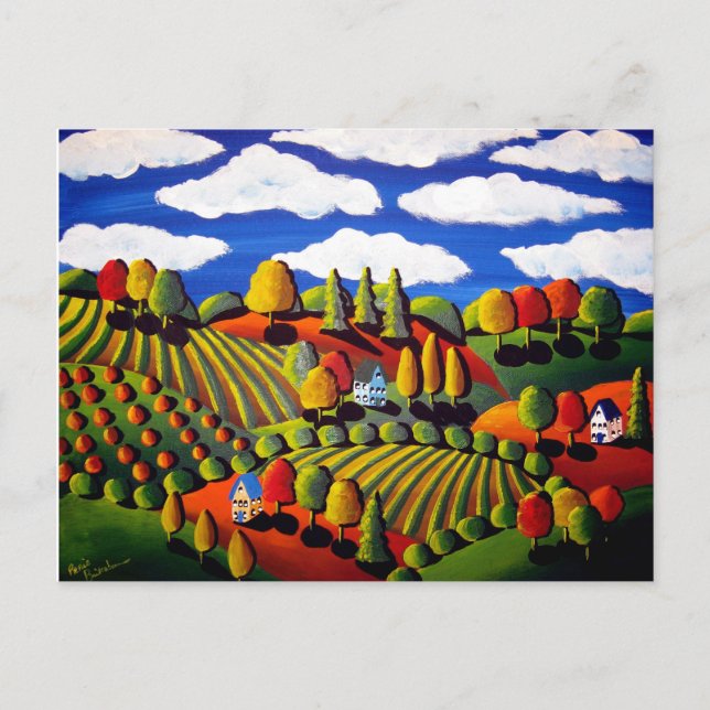 Carte postale de paysage d'automne de l'art popula (Devant)