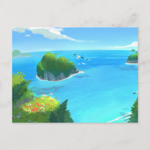 Carte postale de paysage de plage moderne dans la 