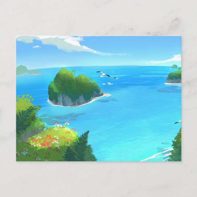Carte postale de paysage de plage moderne dans la  (Devant)