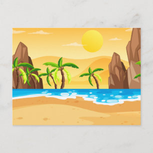 Carte postale de paysage de plage moderne de natur