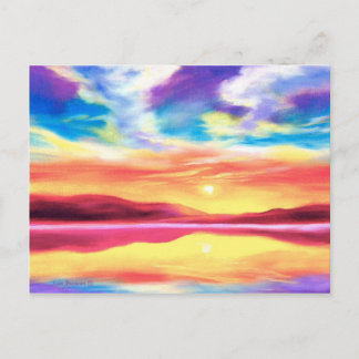 Carte Postale De Paysage Plage Sunset Lake Scène