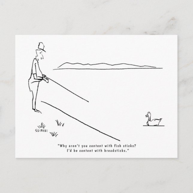 Carte Postale De Pêche Avec Lac, Pêcheur Et Canard (Devant)