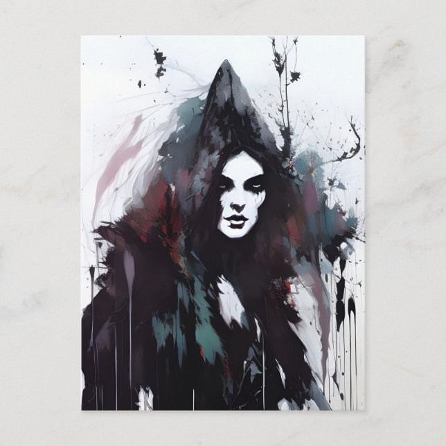 Carte postale de peinture à l'encre noire de sorci (Devant)
