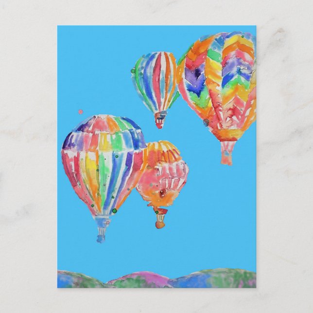 Carte postale de peinture aquarelle de montgolfièr (Devant)