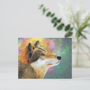 Carte postale de peinture de loup   Nature artisti