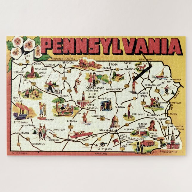 Carte postale de Pennsylvanie en puzzle (Horizontal)