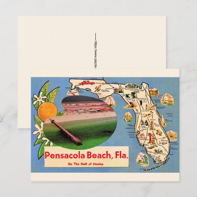 Carte postale de Pensacola Beach FL (Devant / Derrière)
