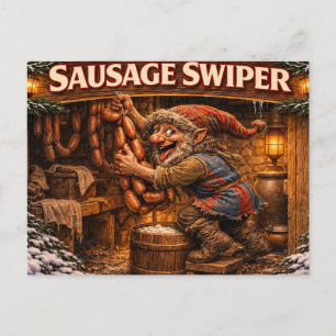 Carte postale de Père Noël islandais Sausage Swipe