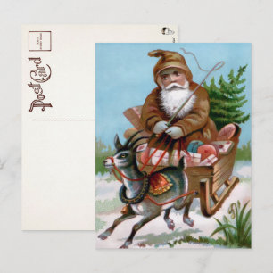 Carte postale de Père Noël victorien en robe marro