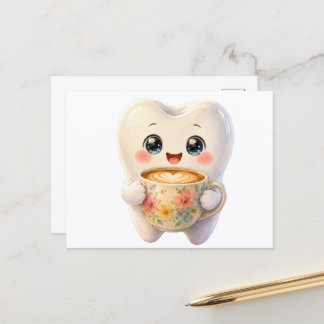 Carte postale de personnage Kawaii amateur de café