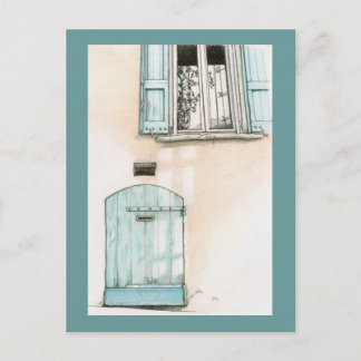 Carte postale de petite porte bleue