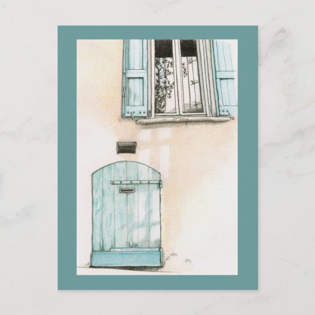Carte postale de petite porte bleue (Devant)