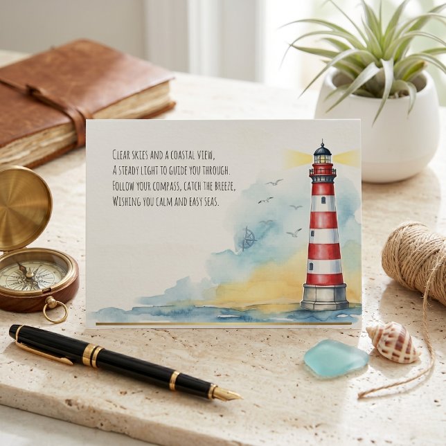 Carte postale de phare côtier en vers (Mail a little sunshine.)