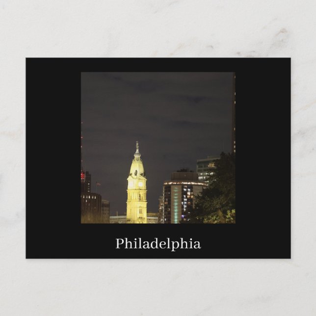 Carte postale de Philadelphie la nuit (Devant)
