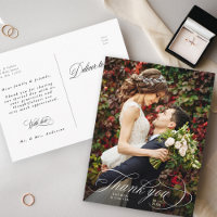 Carte postale de photo de mariage en calligraphie