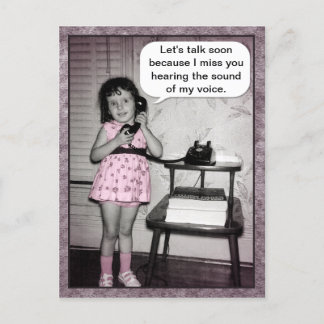 Carte Postale De photo d'entretien humour vintage de fille de