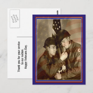 Carte postale de photo militaire vintage Merci aux