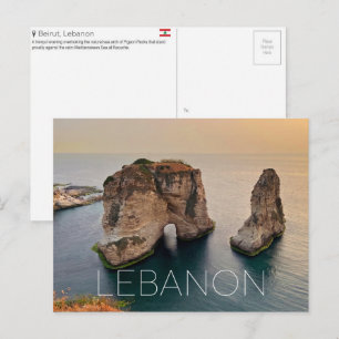 Carte postale de Pigeon Rock, Beyrouth, Liban