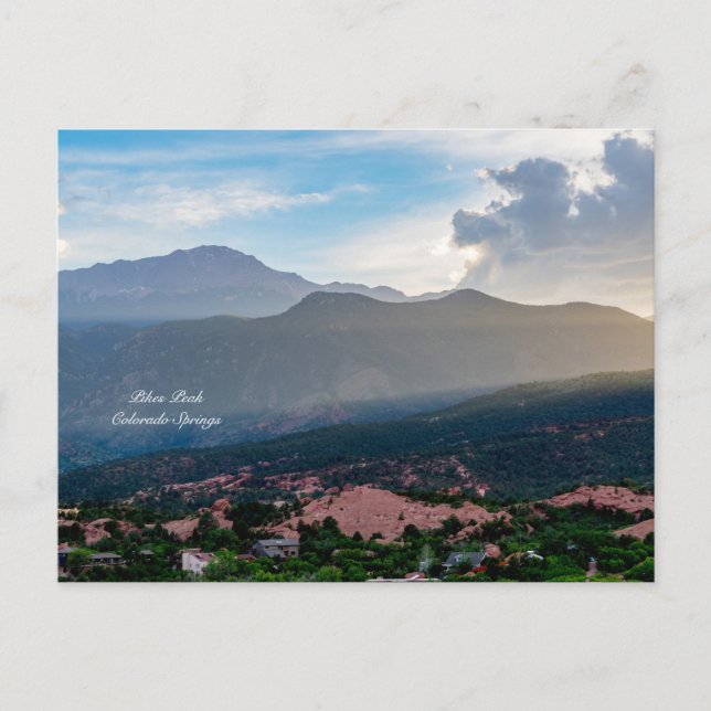 Carte postale de Pikes Peak au coucher du soleil e (Devant)