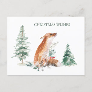 Carte postale de pin de renard d'hiver Woodland