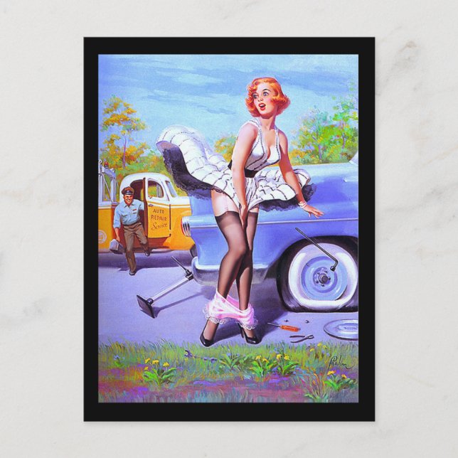 Carte postale de pin-up des années 1950 (Devant)