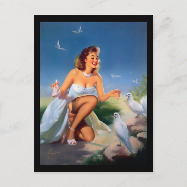 Carte postale de pin-up des années 1950 (Devant)