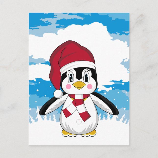 Carte postale de pingouin de Noël mignonne (Devant)