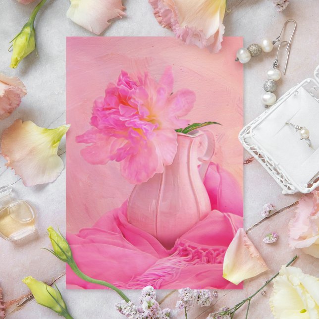 Carte postale de pivoine rose à l'ancienne (Enhance your space with this charming 'Sarah Bernhardt' peony, blending vintage elegance.)