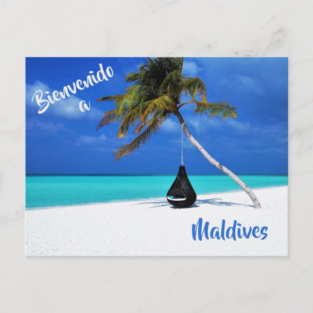 Carte postale de plage aux Maldives (Devant)
