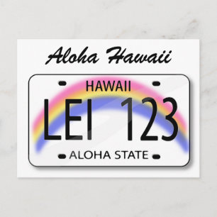 Carte postale de plaque d'immatriculation Aloha Ha